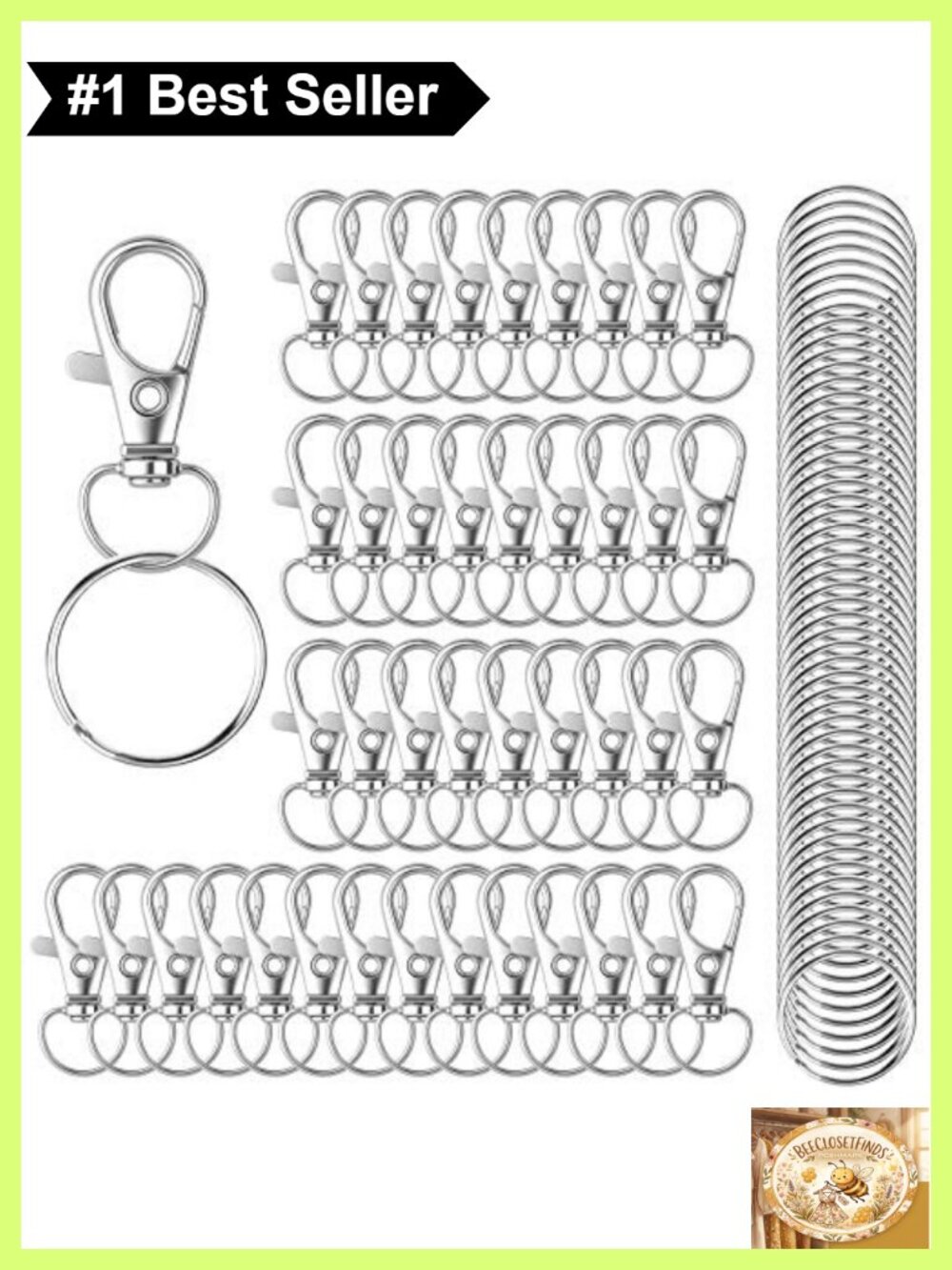 100PC Keychain Hooks Swivel Lobster Claw Clasps Key Rings Jewelry Making